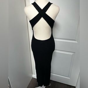 NWT❗️H&M Black Ribbed Open Back Maxi Dress